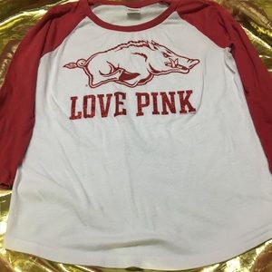 Pink Razorback baseball tee